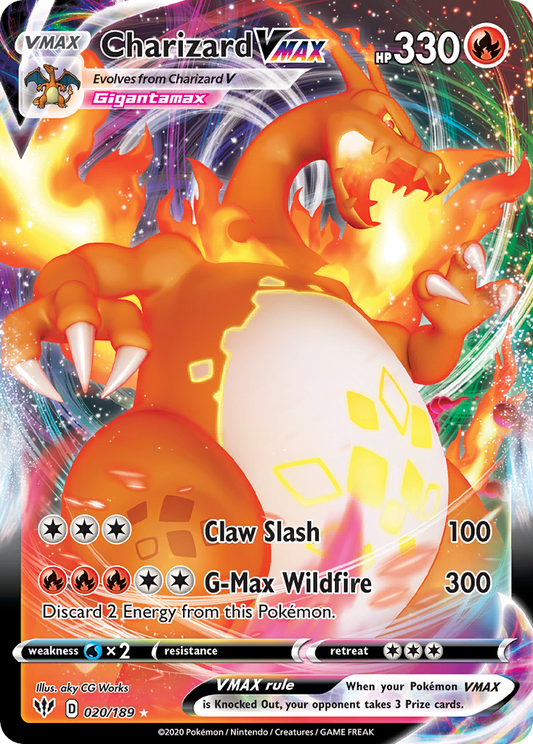 Charizard VMAX 020/189 VMAX Rare Darkness Ablaze Holo NM/M