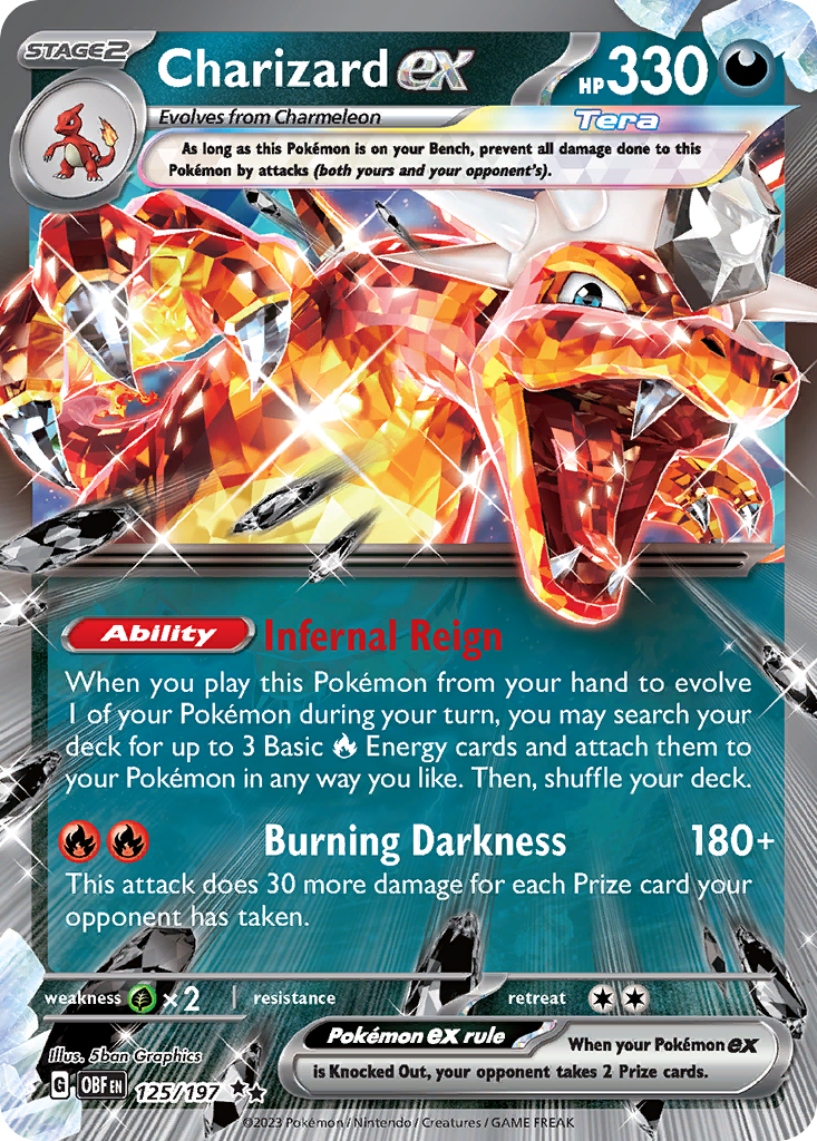 Charizard ex 125/197 Double Rare Obsidian Flames NM/M