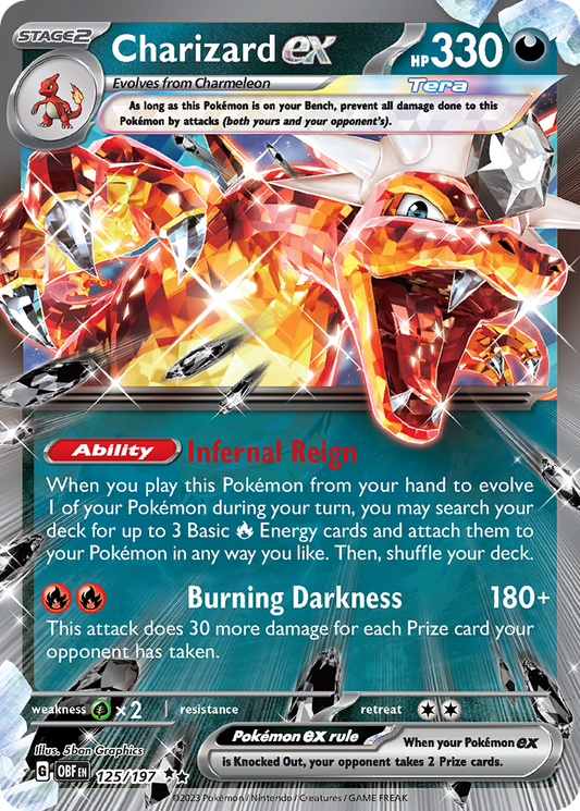 Charizard ex 125/197 Double Rare Obsidian Flames NM/M