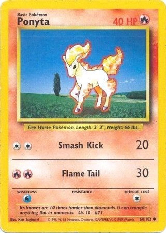 Ponyta 60/102 Common Base Set Unlimited NM/M