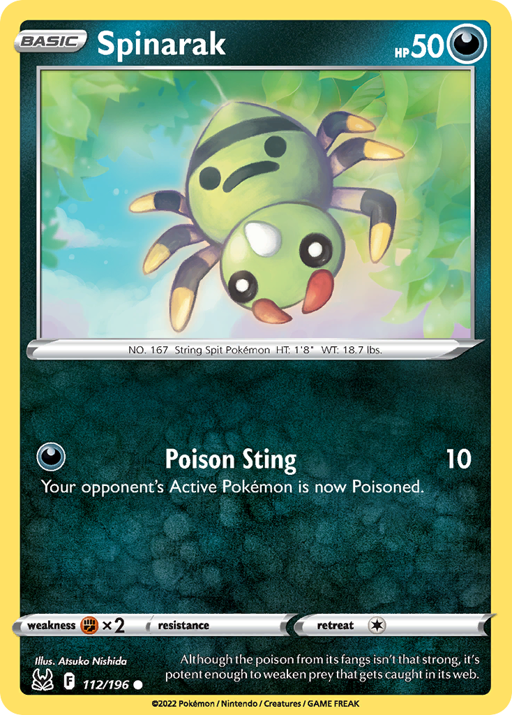 Spinarak 112/196 Common Reverse Holo Lost Origin NM/LP
