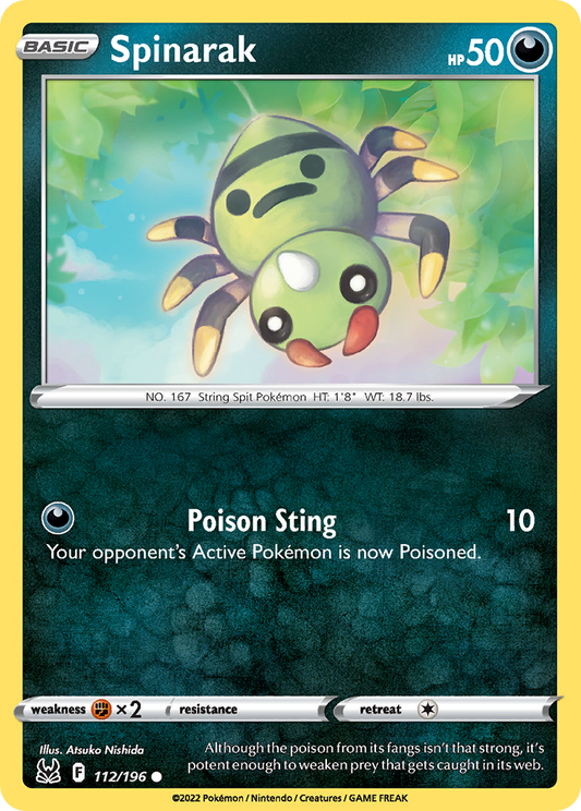 Spinarak 112/196 Common Reverse Holo Lost Origin NM/LP