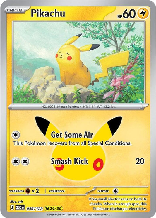 Pikachu 046/128 Pikachu Rare ME: 30th Celebration Holo NM/M