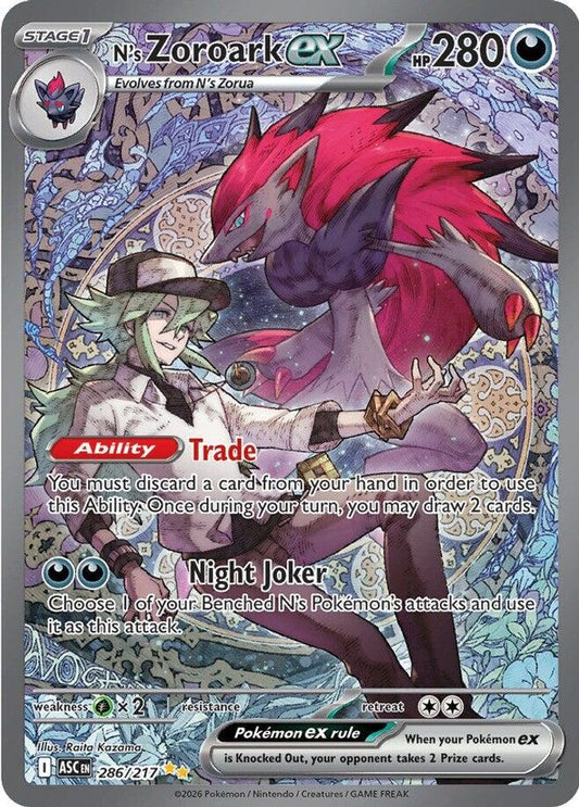 N's Zoroark ex 286/217 Special Illustration Rare Ascended Heroes NM/M