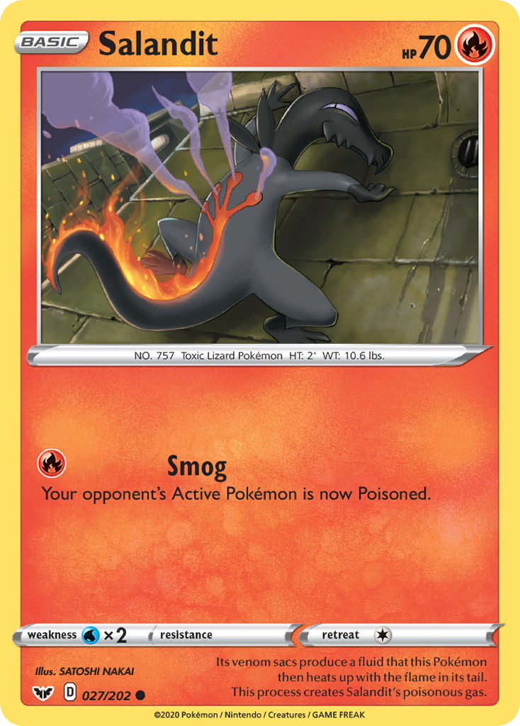 Salandit 027/202 Common Reverse Holo Sword & Shield NM/LP