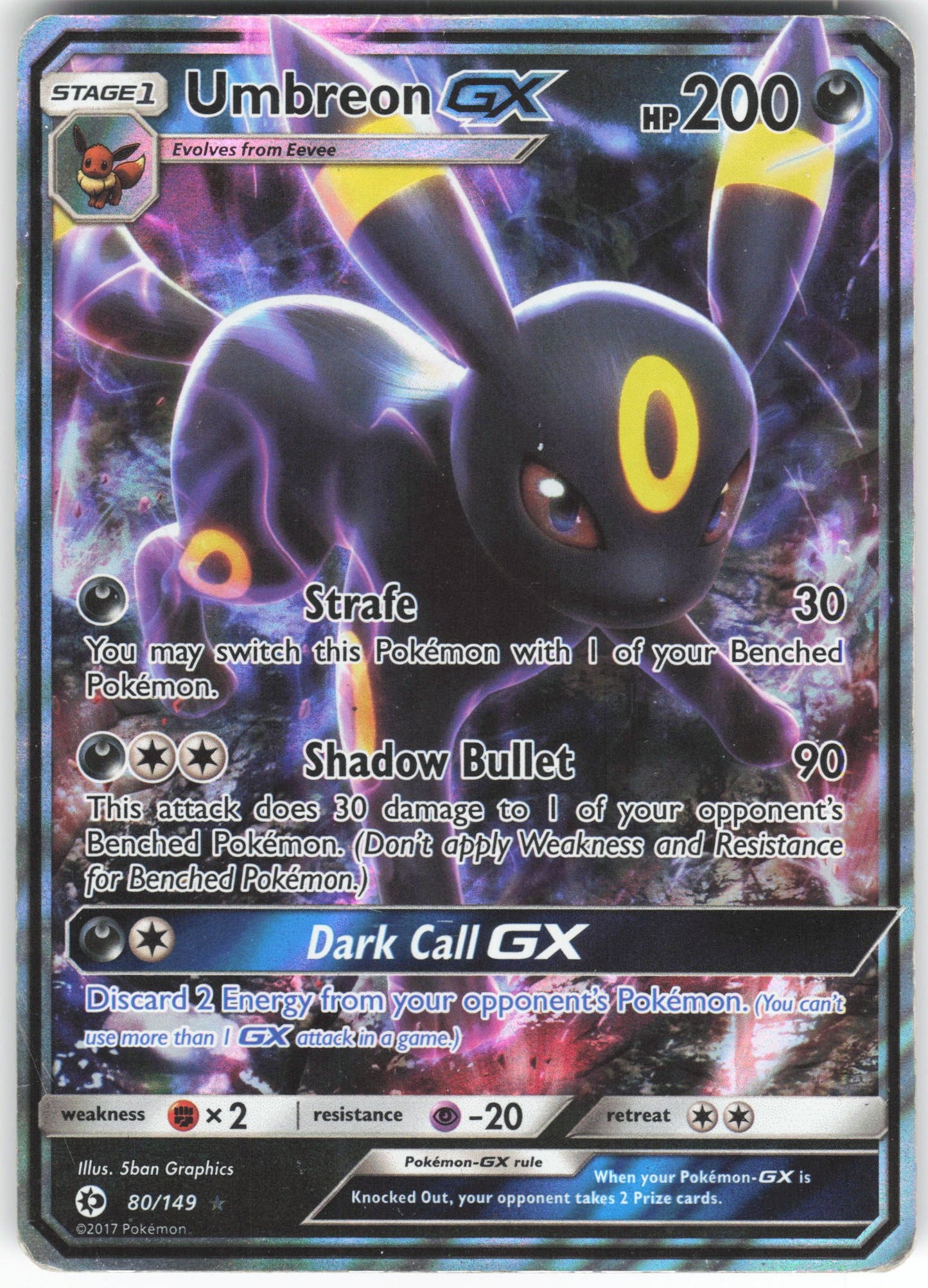 Umbreon GX Ultra Rare SM Base Set 80/149 HP