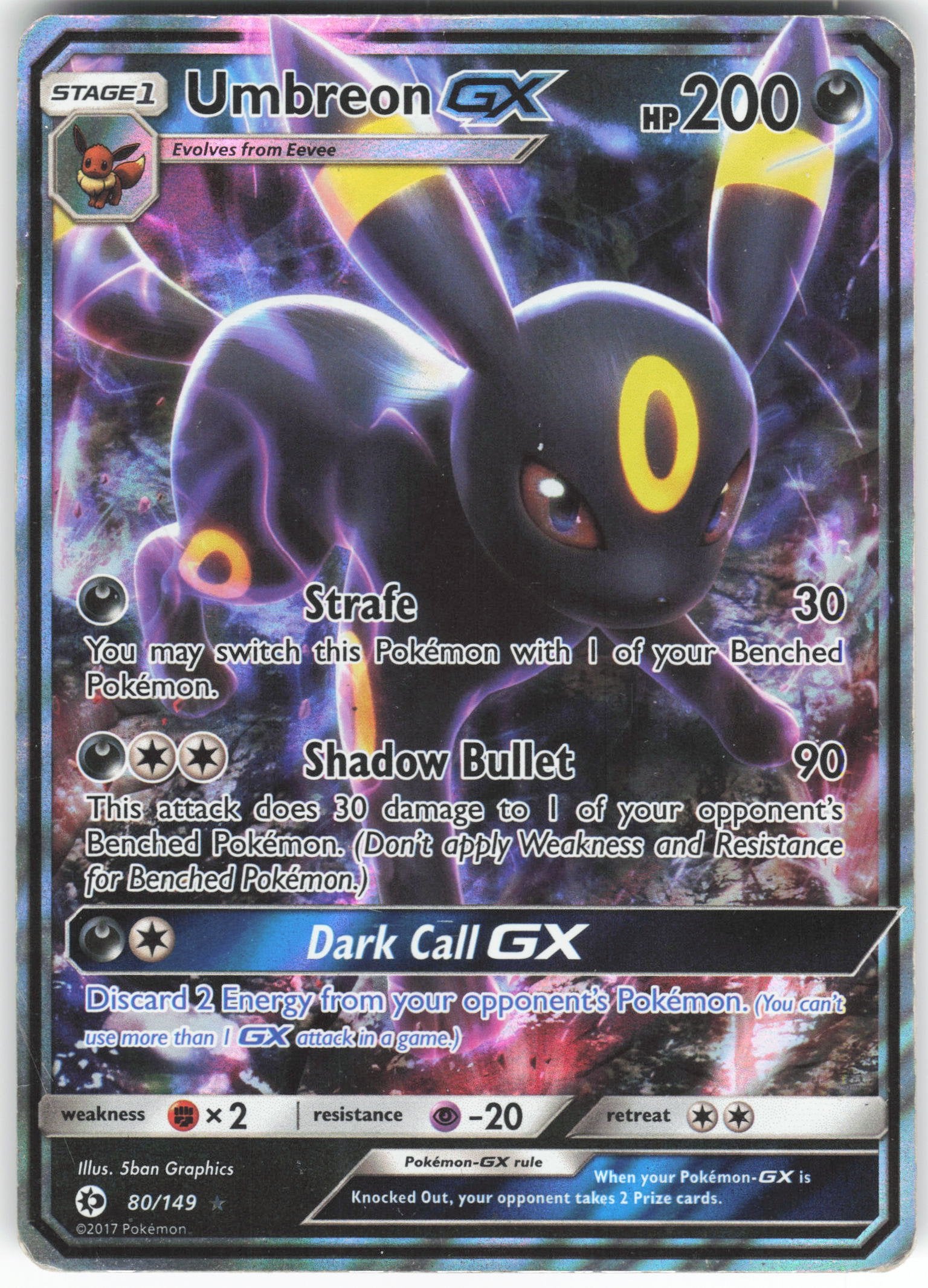 Umbreon GX Ultra Rare SM Base Set 80/149 HP
