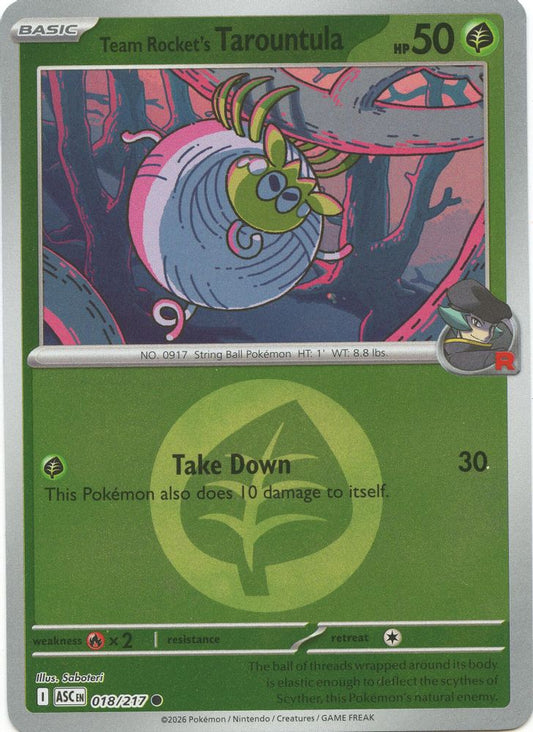 Team Rocket's Tarountula (Energy Symbol Pattern) 018/217 Reverse Holo Ascended Heroes NM/M