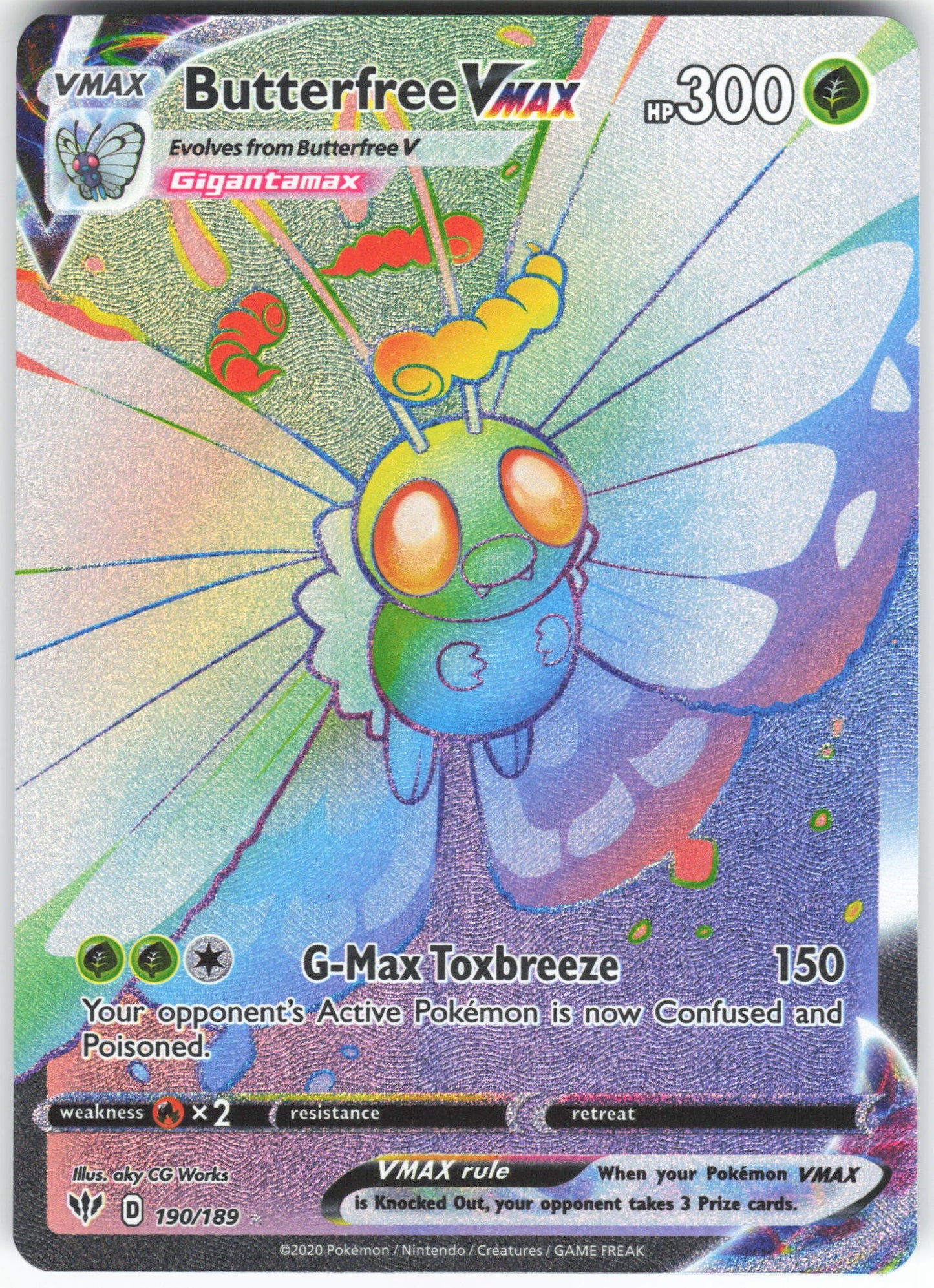 Butterfree VMAX (Secret) Secret Rare SWSH03: Darkness Ablaze 190/189 NM