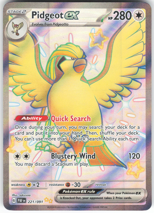 Pidgeot ex Shiny Ultra Rare SV: Paldean Fates 221/091 NM