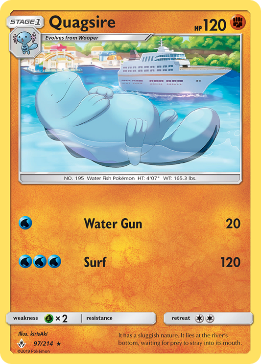 Quagsire 97/214 Rare Reverse Holo Unbroken Bonds NM/LP