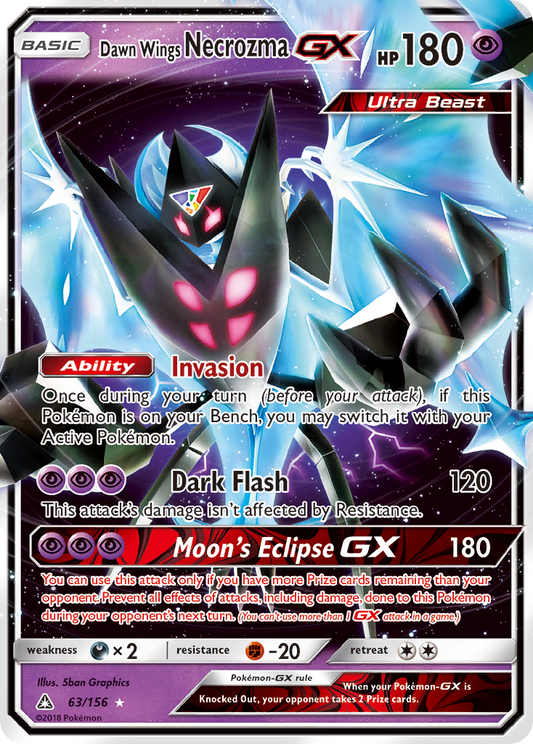 Dawn Wings Necrozma GX 63/156 GX Rare Ultra Prism Holo NM/M