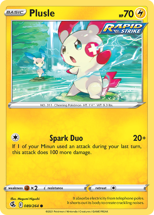 Plusle 089/264 Common Reverse Holo Fusion Strike NM/LP
