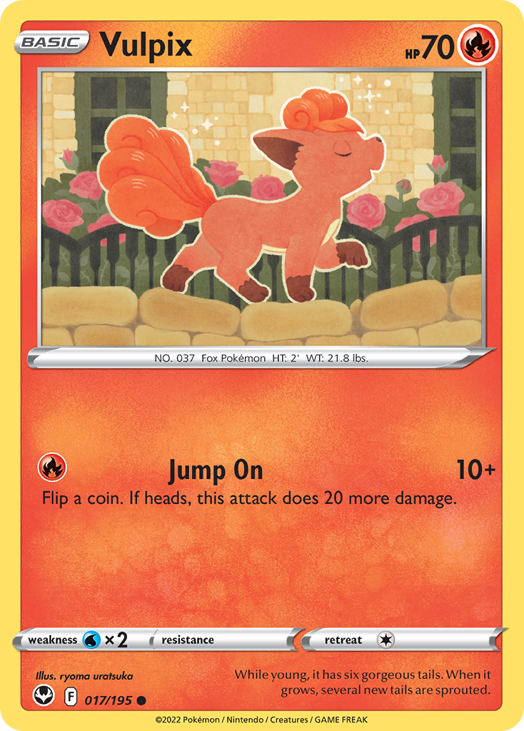 Vulpix 017/195 Common Reverse Holo Silver Tempest NM/LP