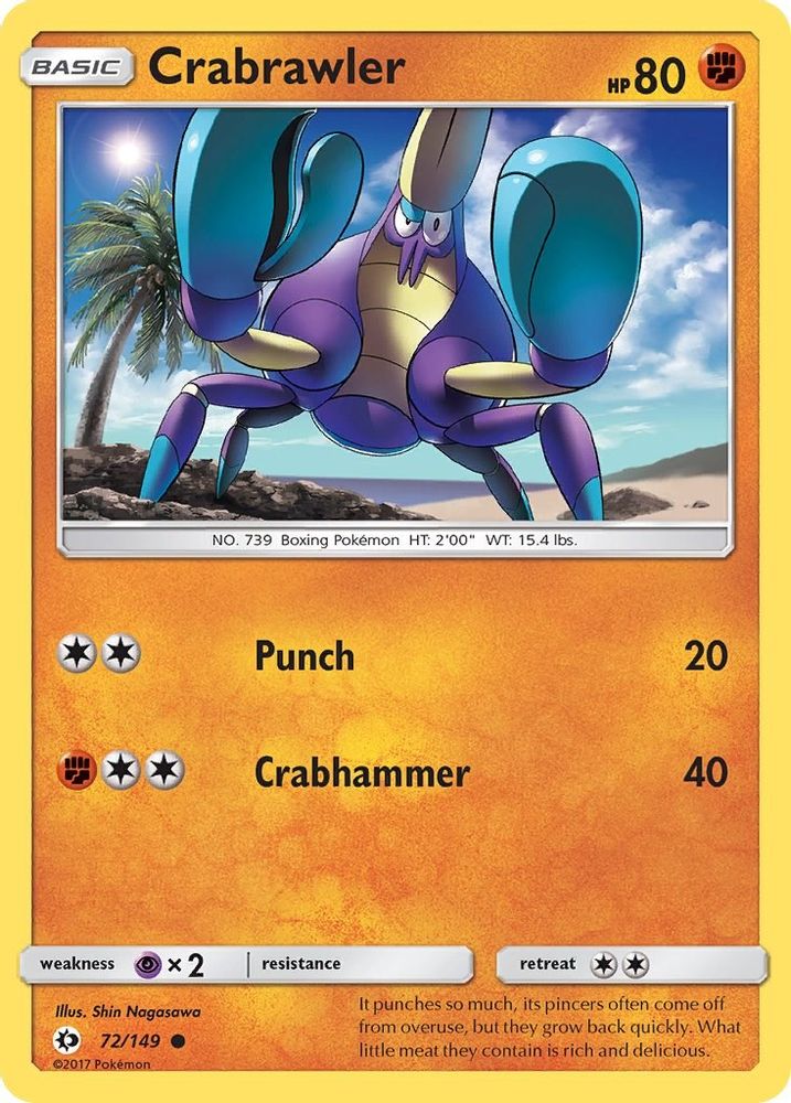 Crabrawler 72/149 Common SM Base Set NM/LP