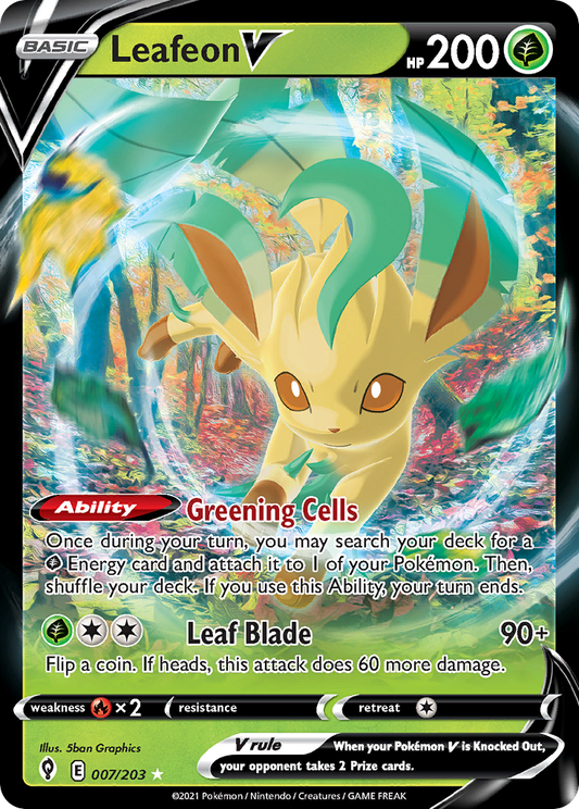 Leafeon V 007/203 V Rare Evolving Skies Holo NM/M