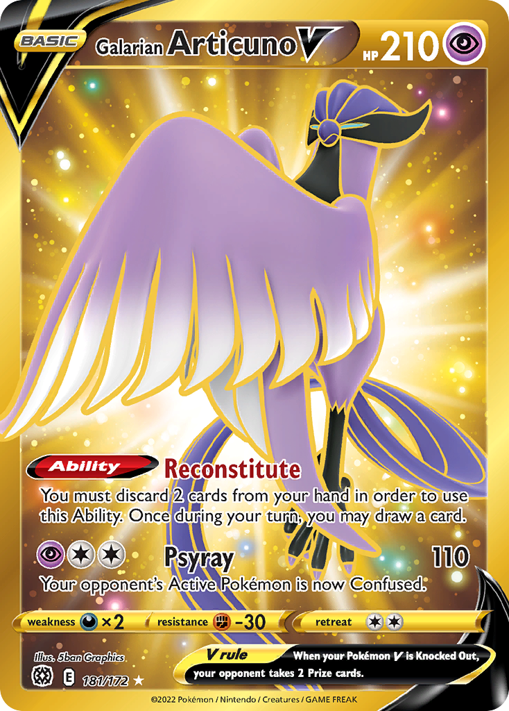 Galarian Articuno V 181/172 Secret Rare Brilliant Stars NM/M