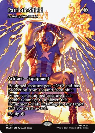 Patriotic Shield - Sword of Fire and Ice (Borderless) 100 Marvel Universe Eternal-Legal NM/M