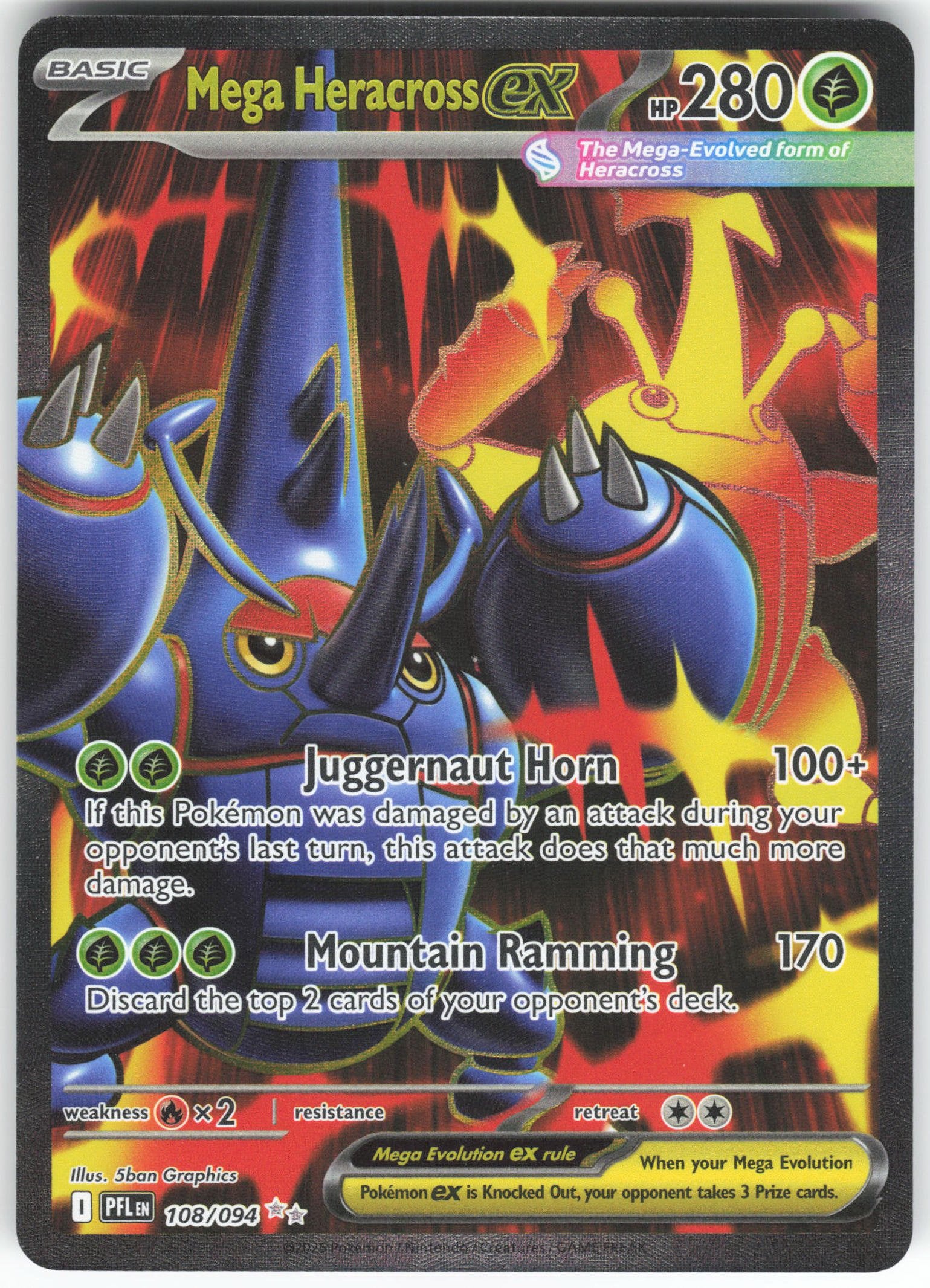 Mega Heracross ex - Ultra Rare ME02: Phantasmal Flames 108/094 NM