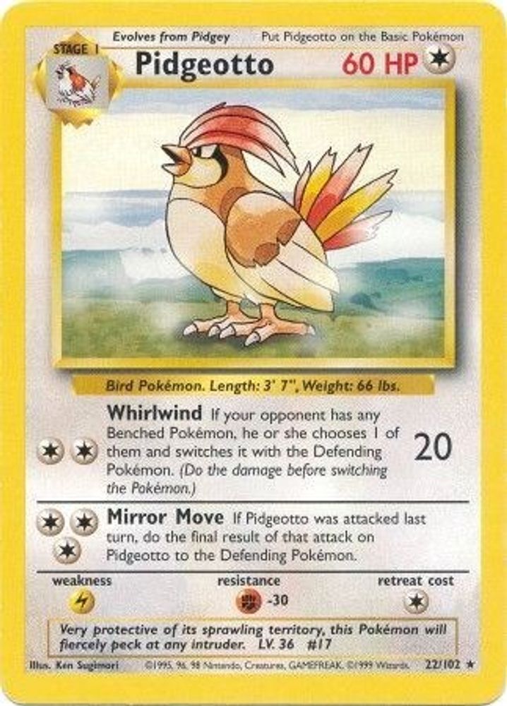 Pidgeotto 22/102 Rare Base Set Unlimited NM/M
