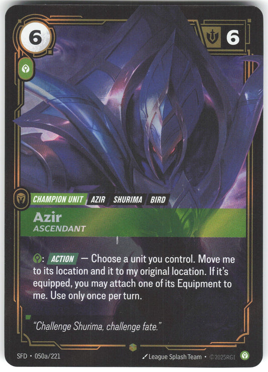 Azir - Ascendant (Alternate Art) Showcase Spiritforged 050a/221 NM