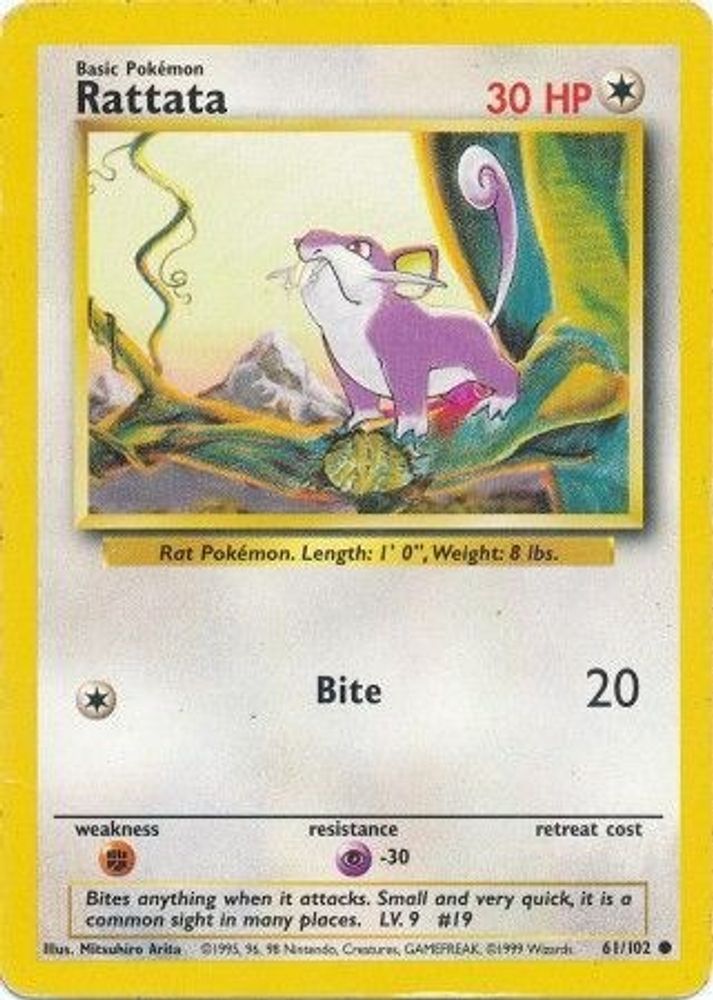 Rattata 61/102 Common Base Set Unlimited NM/M
