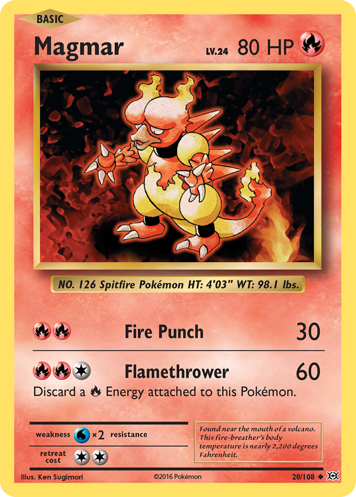 Magmar 20/108 Uncommon Reverse Holo Evolutions NM/M