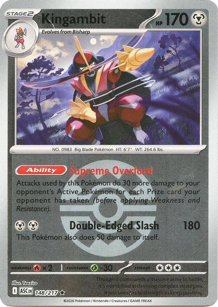 Kingambit (Quick Ball) 148/217 Rare Reverse Holo Ascended Heroes NM/M