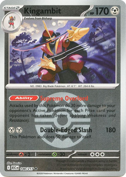 Kingambit (Quick Ball) 148/217 Rare Reverse Holo Ascended Heroes NM/M