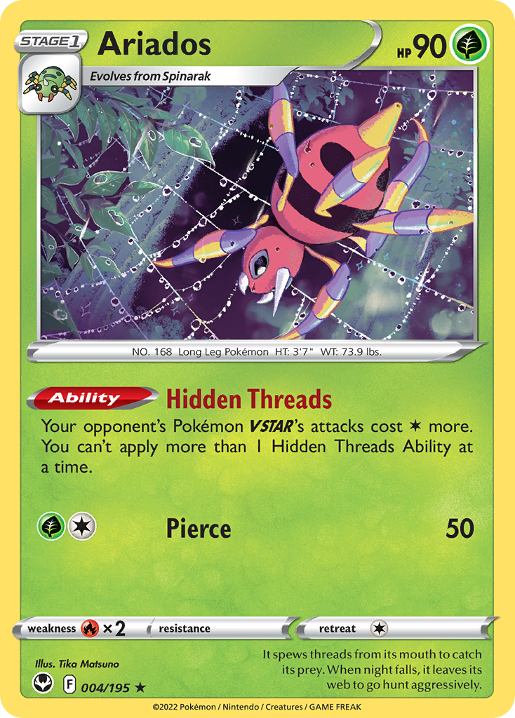 Ariados 004/195 Rare Silver Tempest Holo NM/LP