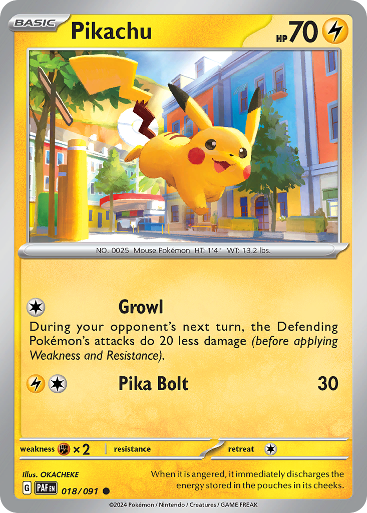 Pikachu 018/091 Common Reverse Holo Paldean Fates NM/M