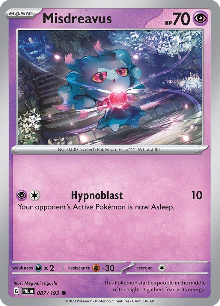 Misdreavus 087/193 Common Reverse Holo Paldea Evolved NM/LP