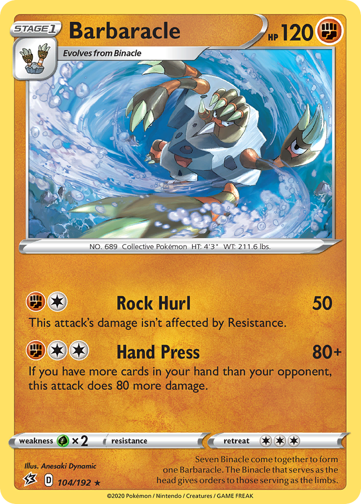 Barbaracle 104/192 Rare Reverse Holo Rebel Clash NM/LP
