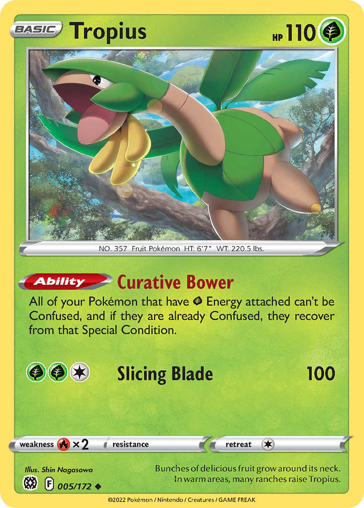 Tropius 005/172 Uncommon Reverse Holo Brilliant Stars NM/LP