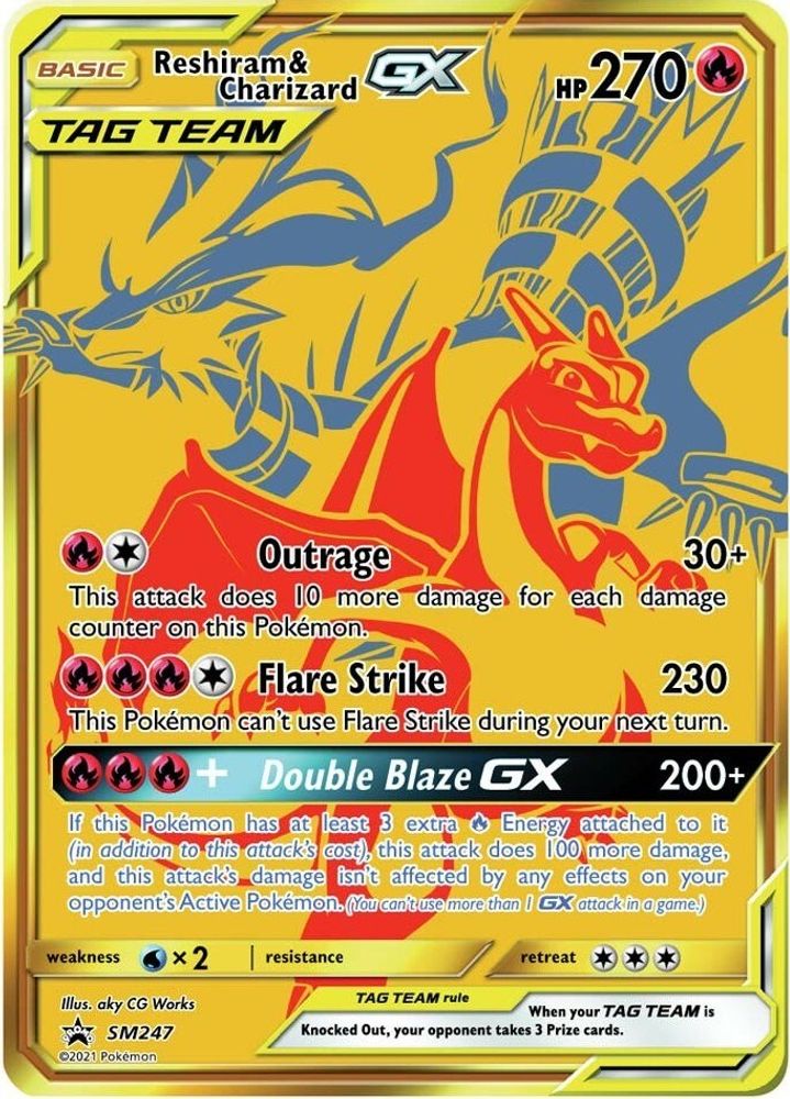 Reshiram & Charizard GX - SM247 Promo Sun & Moon Promo Holo NM/M