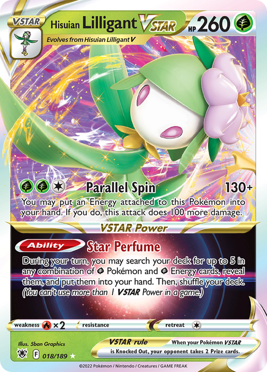 Hisuian Lilligant VSTAR 018/189 VSTAR Rare Astral Radiance Holo NM/M