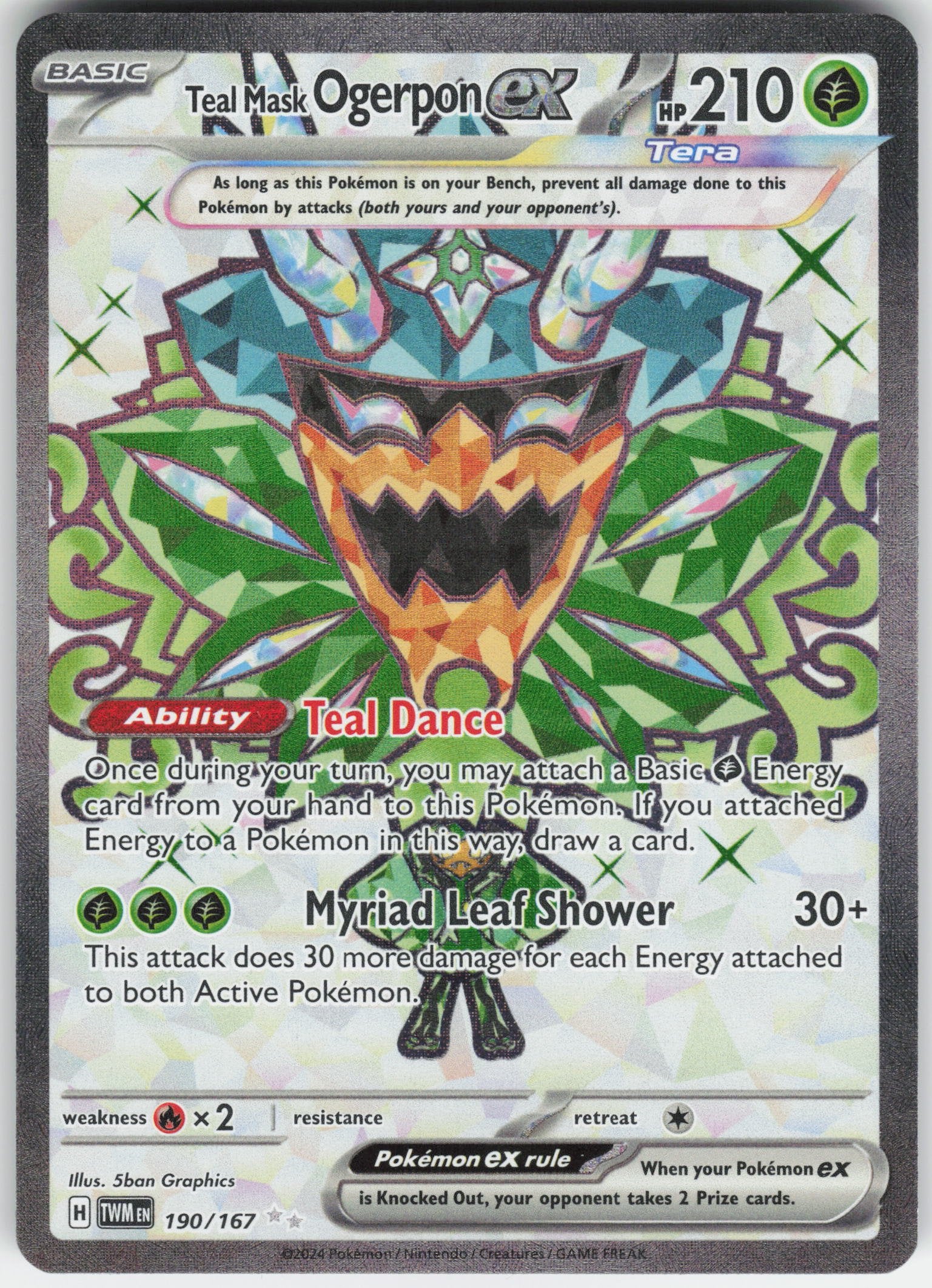 Teal Mask Ogerpon ex - Ultra Rare SV06: Twilight Masquerade 190/167 NM