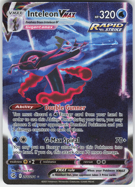 Inteleon VMAX (Alternate Art Secret) Secret Rare SWSH08: Fusion Strike 266/264 NM
