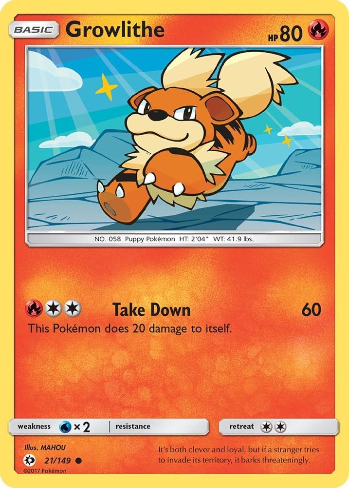 Growlithe 21/149 Common SM Base Set NM/M