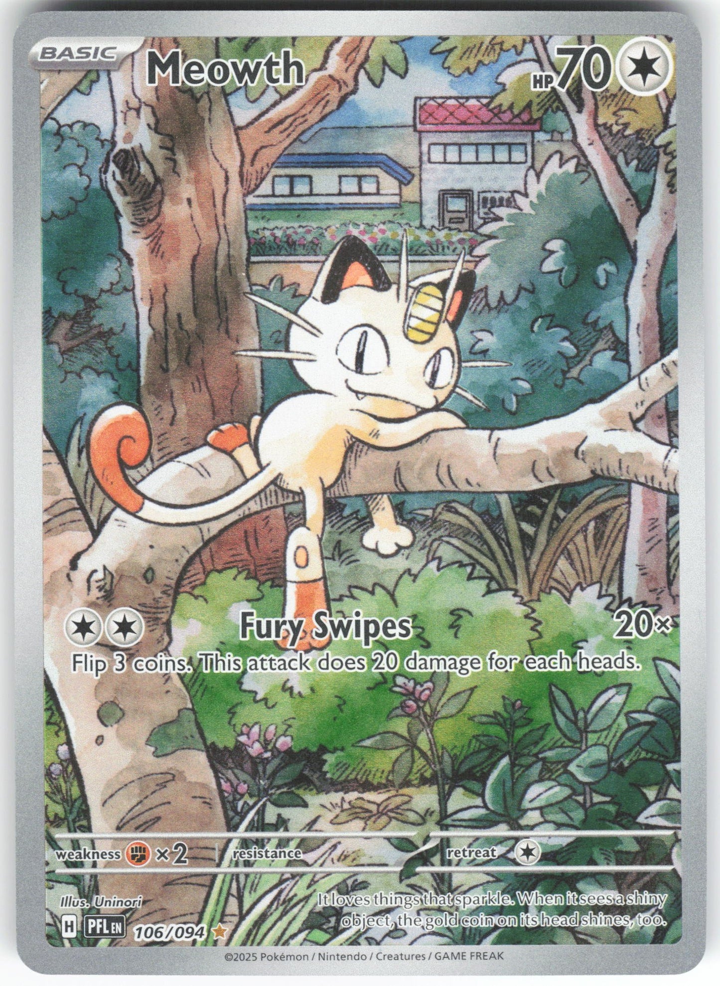 Meowth Illustration Rare ME02: Phantasmal Flames 106/094 NM