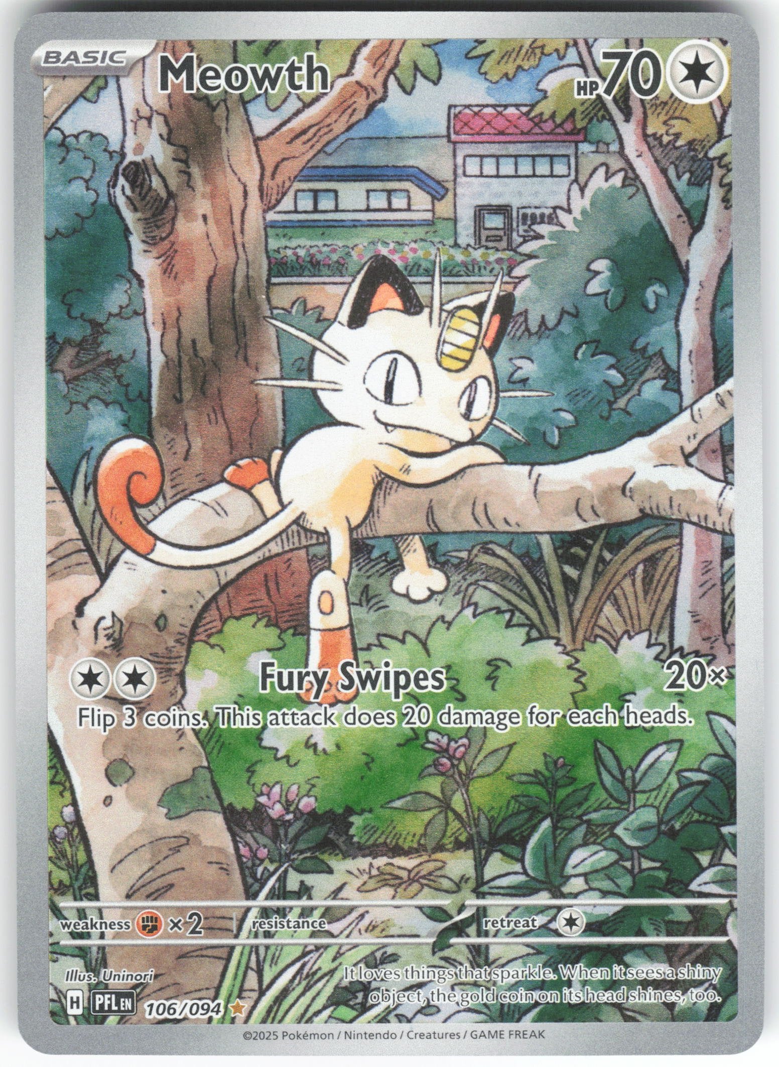 Meowth Illustration Rare ME02: Phantasmal Flames 106/094 NM