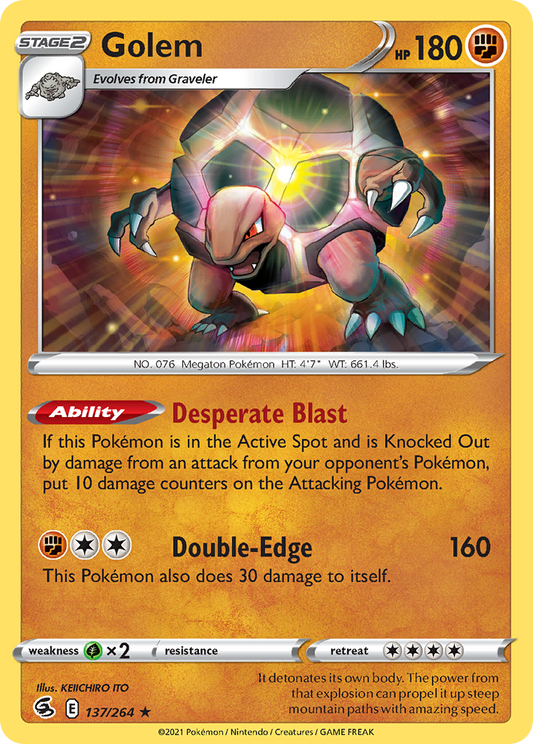 Golem 137/264 Rare Reverse Holo Fusion Strike NM/LP