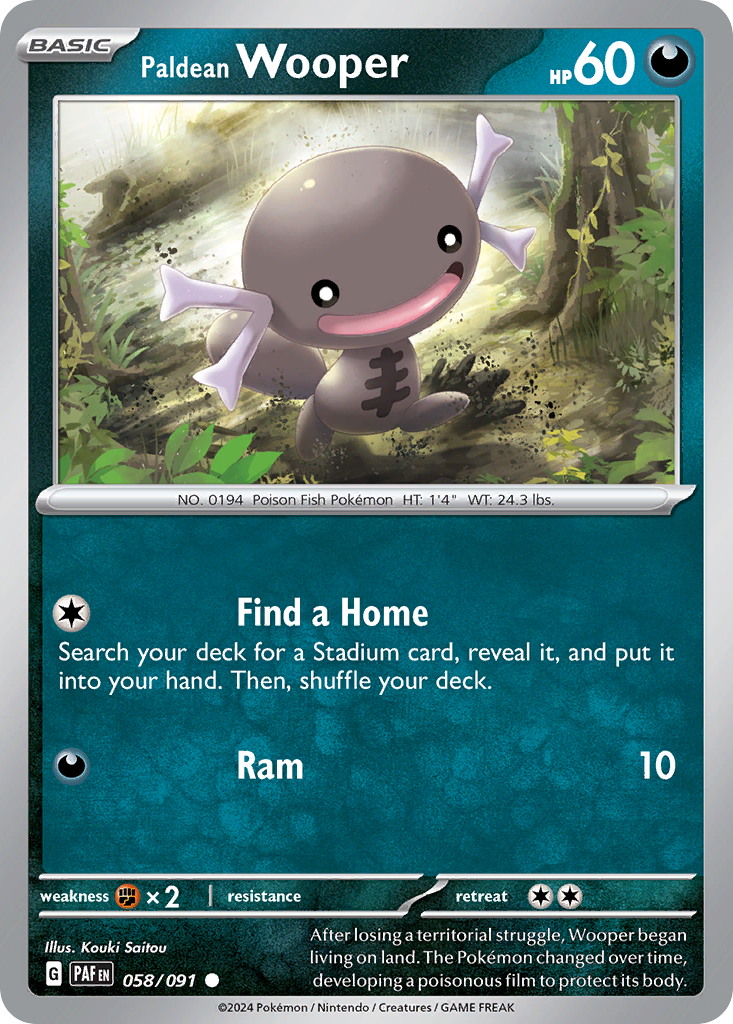 Paldean Wooper 058/091 Common Reverse Holo Paldean Fates NM/LP