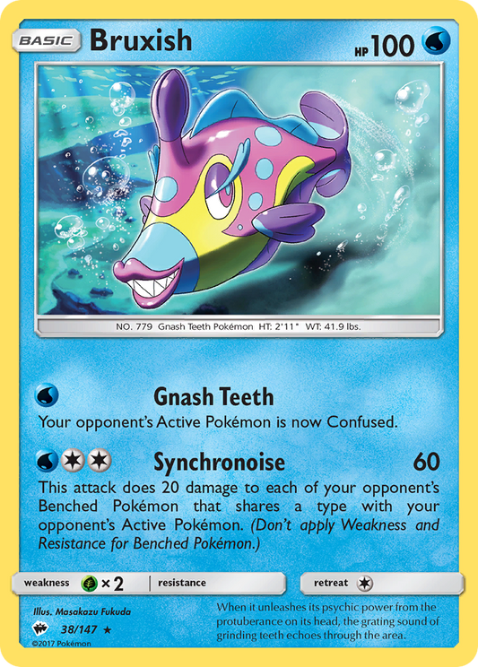 Bruxish 38/147 Rare Reverse Holo Burning Shadows NM/LP