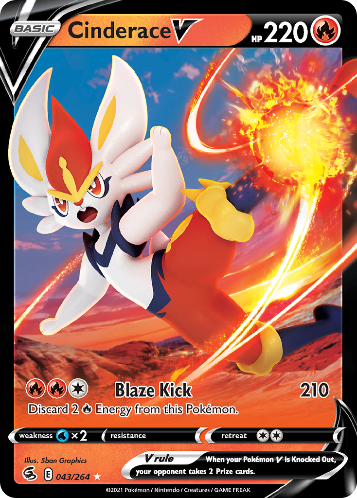 Cinderace V 043/264 V Rare Fusion Strike Holo NM/M