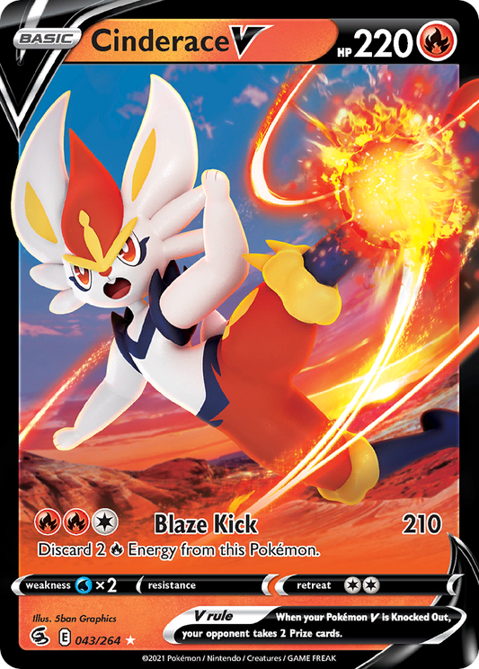 Cinderace V 043/264 V Rare Fusion Strike Holo NM/M