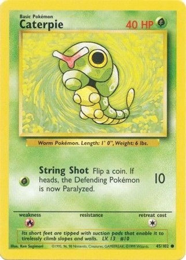 Caterpie 45/102 Common Base Set Unlimited NM/M