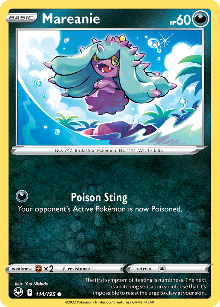 Mareanie 114/195 Common Reverse Holo Silver Tempest NM/LP