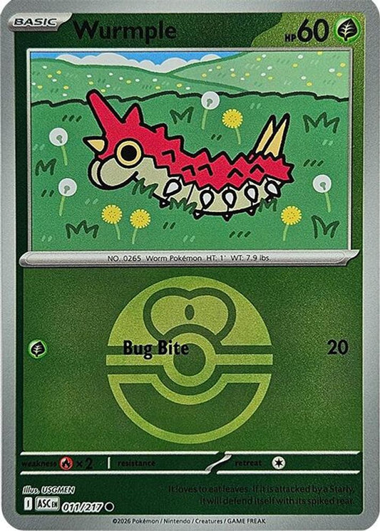 Wurmple (Love Ball) 011/217 Common Reverse Holo Ascended Heroes NM/M
