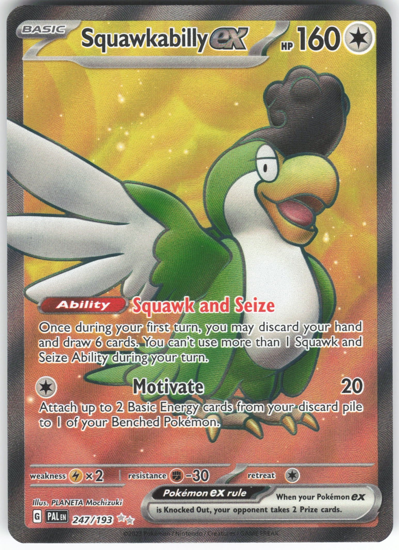 Squawkabilly ex - Ultra Rare SV02: Paldea Evolved 247/193 NM